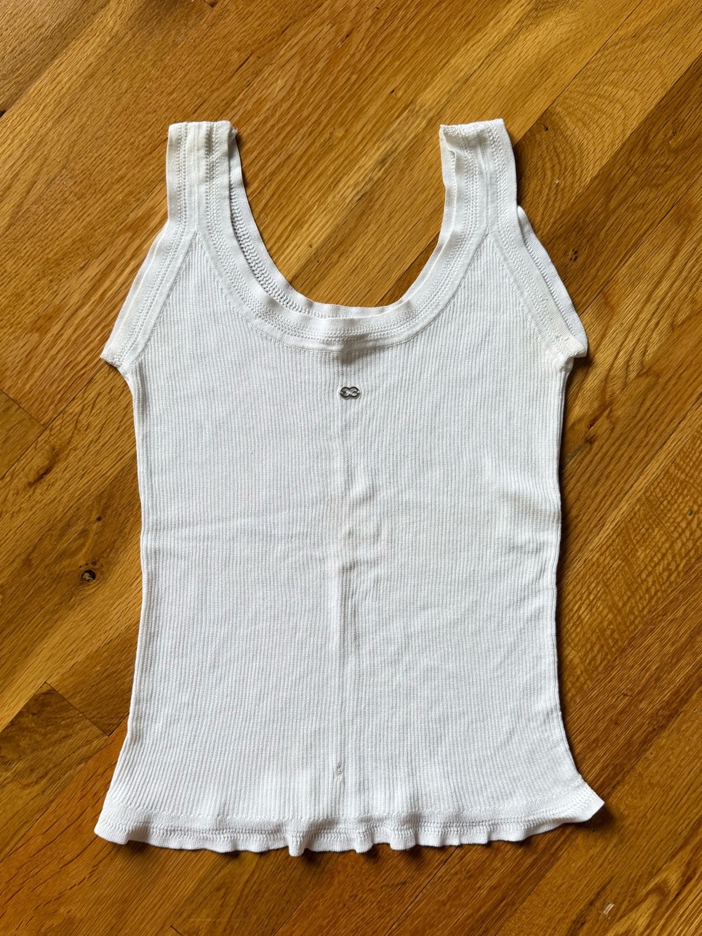Vintage Escada White Ribbed Scoop Tank Top | Size 38